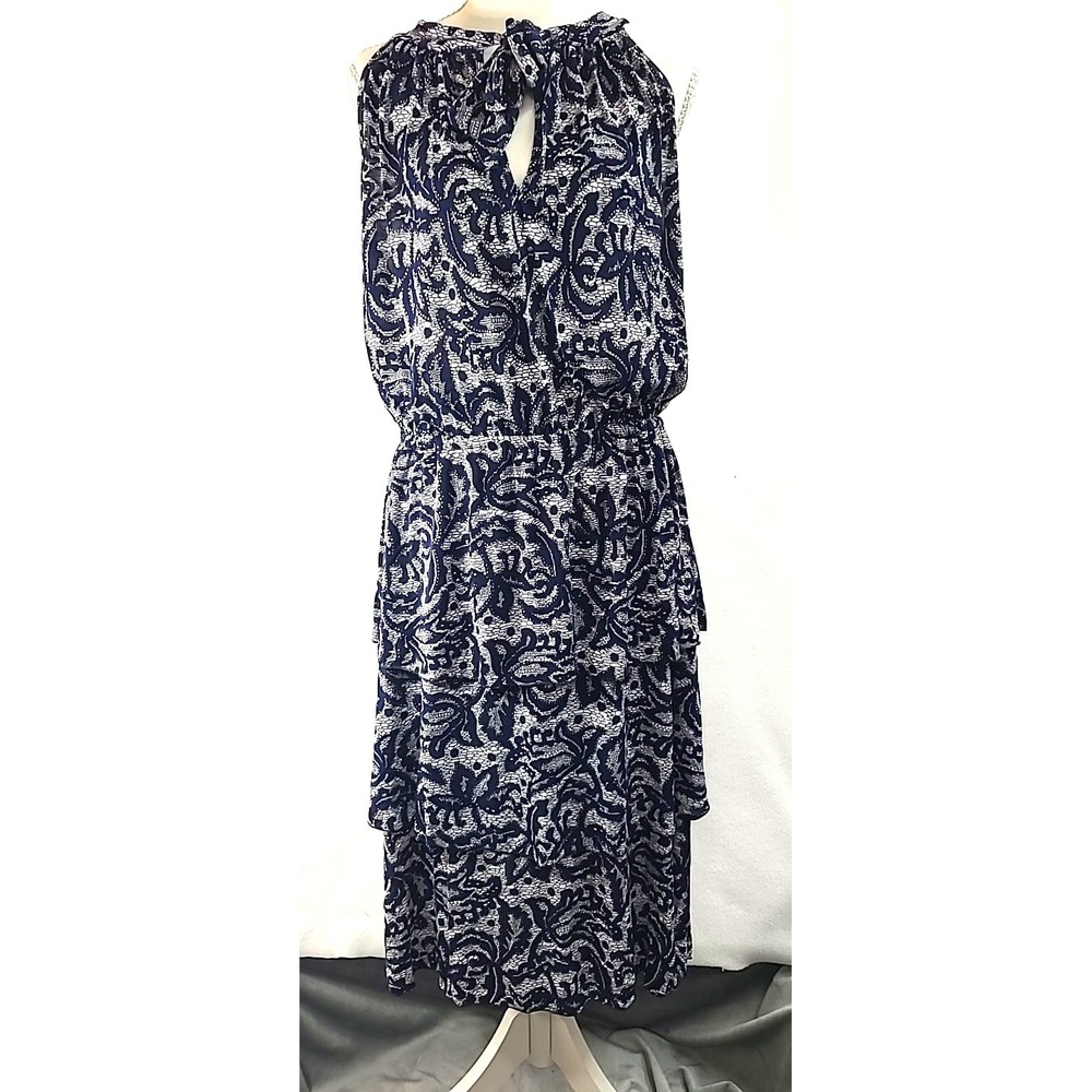 Seven Islands Womens Tiered‎ Sleeveless Maxi Dress Navy Sz XL